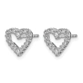 14k White Gold Diamond Heart Earrings